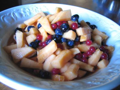 Salade de melon aux myrtilles