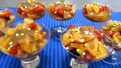 Melon en salade au caramel