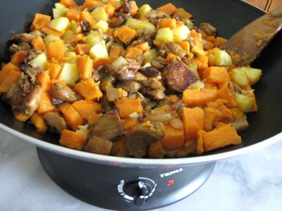 Pommes de terre et patates douces aux cèpes