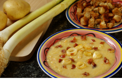 Soupe de poireaux et chorizo