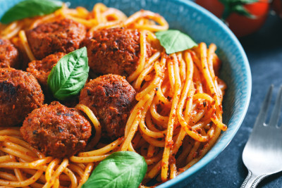 Spaghetti aux boulettes d'aubergines