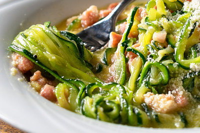 Courgettes façon carbonara
