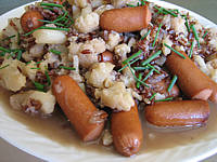 Image : recette Chou-fleur et riz aux saucisses