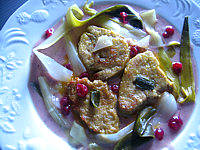 Image : recette Foie gras sauce aux airelles et poireaux