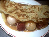 Image : Crêpes aux framboises et litchis