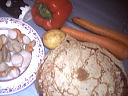 Ingrédients pour la recette : Crêpes Saint-Jacques et crudités