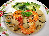 Image : Gambas à la crème d'oignons et au Madère