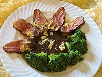 Image : recette Magret au foie gras et aux brocolis