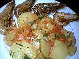 Image : Salade tiède de gambas à la cancoillotte
