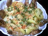 Image : Salade tiède de gambas à la cancoillotte