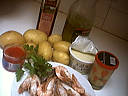 Ingrédients pour la recette : Salade tiède de gambas à la cancoillotte