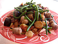 Image : Navets et haricots verts au wok