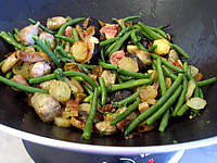 Image : Navets et haricots verts au wok
