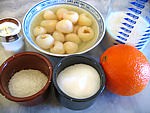 Ingrédients pour la recette : Salade de litchis au lait de coco