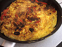 Recettes rapides : Omelette aux oignons et au poivron