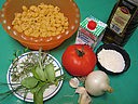 Ingrédients pour la recette : Pâtes sauce aux herbes