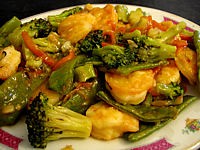 Cuisine diététique : Sauté de crevettes aux légumes