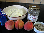 Ingrédients pour la recette : Mousse au fromage blanc aux pêches