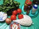 Ingrédients pour la recette : Tomates farcies et sauce aux haricots secs
