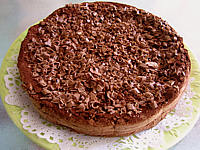 Image : Gâteau au chocolat et son coulis de melon et pêches