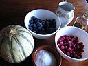 Ingrédients pour la recette : Salade de melon aux myrtilles