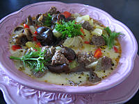 champignon noir : Potage de fenouil et poivron