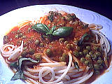 Image : Spaghettis aux petits pois