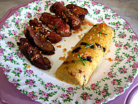 Image : Magret au caramel et aux amandes et sa polenta aux pruneaux