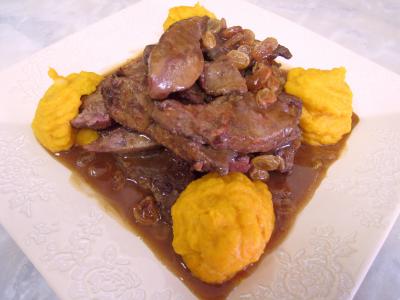 Image : Foie de veau aux raisins secs et au potimarron
