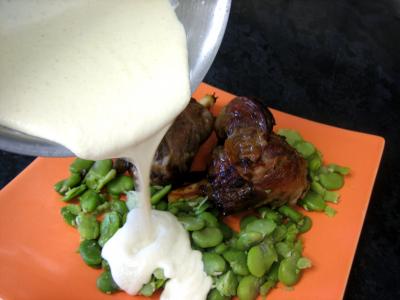 Image : Souris d'agneau aux fèves et au parmesan