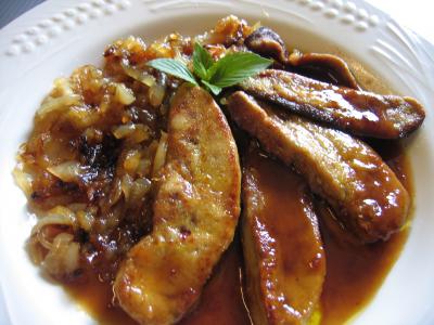 Image : recette Foie gras aux oignons confits