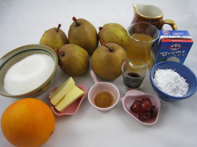 Ingrédients pour la recette : Poires au cidre et sa crème fouettée
