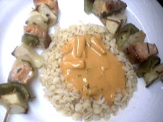 Image : Brochettes de saumon à l'ananas