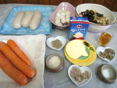 Ingrédients pour la recette : Boudins blancs aux champignons noirs et aux chiitakes