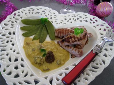 Image : Aiguillettes à l'Amaretto et aux pois gourmands