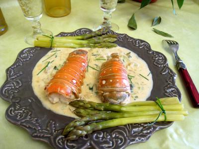 Image : Asperges et queues de langoustes au whisky