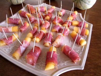 Cuisine diététique : Amuse-bouche de melon et jambon