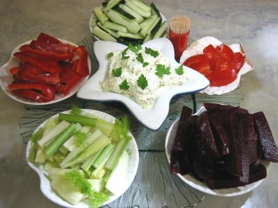 Cuisine diététique : Amuse-bouche aux crudités et sa sauce "ricotta"