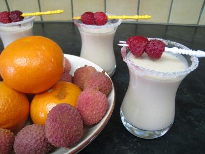 Image : Cocktail de crème de framboises et litchis