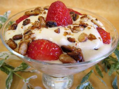 Dessert avec des fruits : Fraises en sabayon