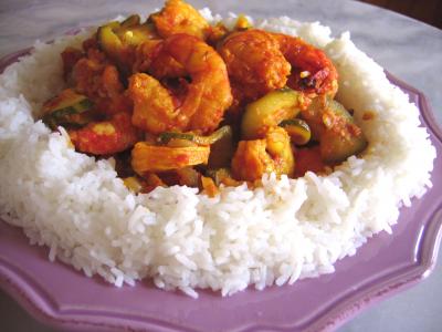 Image : Cari de crevettes et courgette façon réunionnaise