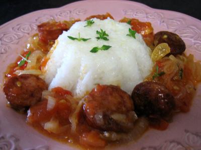 Image : Rougail de saucisses fumées à la réunionnaise