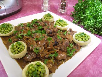 Image : Rognons de veau sautés aux cèpes et ses fonds d'artichauts