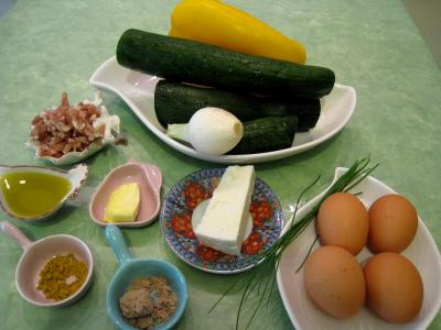 Ingrédients pour la recette : Sauté de légumes et ses oeufs au bain-marie