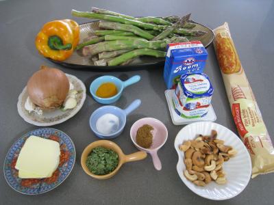Ingrédients pour la recette : Tarte aux asperges au fromage frais de chèvre