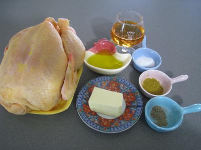 Ingrédients pour la recette : Poulet rôti à l'armagnac