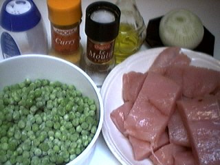 Ingrédients pour la recette : Dinde aux petits pois