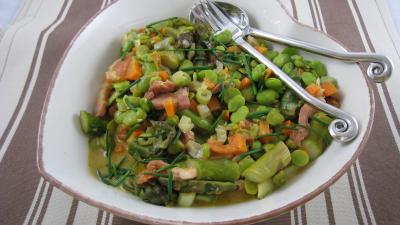 Image : Fèves crèmées aux lardons