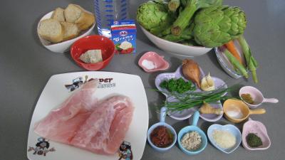 Ingrédients pour la recette : Artichauts farcis à la perche
