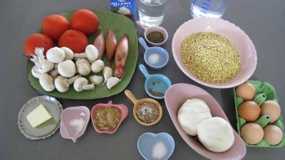 Ingrédients pour la recette : Blé gratiné aux tomates et à la Mozzarella